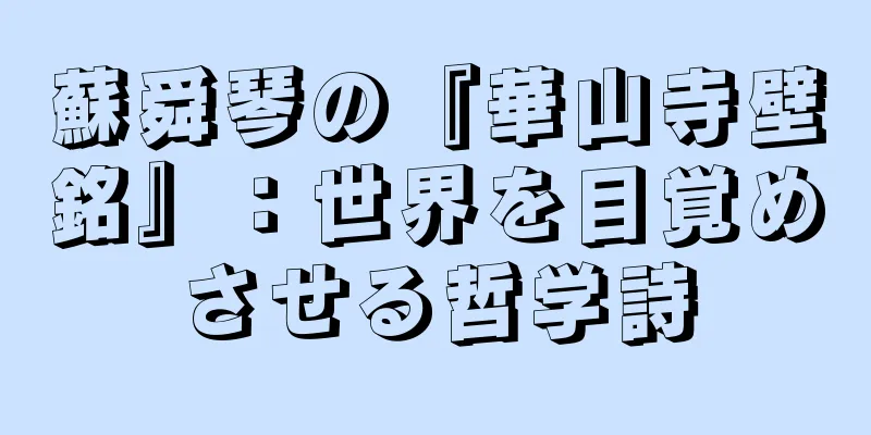 蘇舜琴の『華山寺壁銘』：世界を目覚めさせる哲学詩
