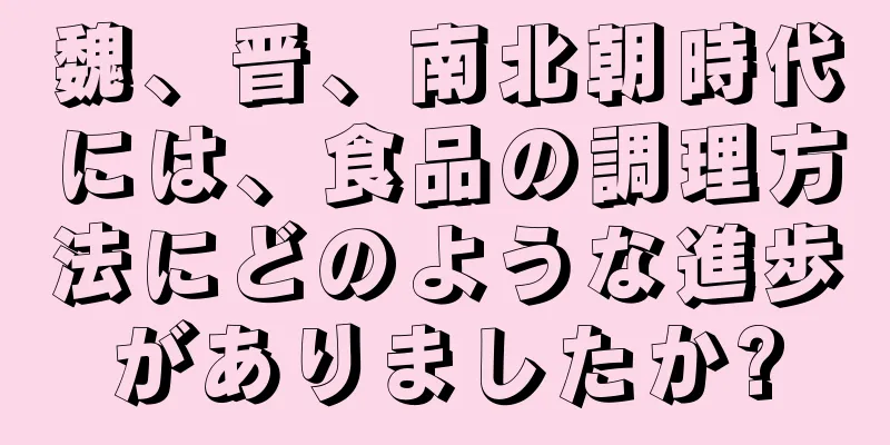 魏、晋、南北朝時代には、食品の調理方法にどのような進歩がありましたか?