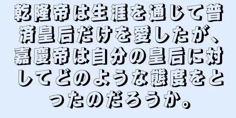 乾隆帝は生涯を通じて普済皇后だけを愛したが、嘉慶帝は自分の皇后に対してどのような態度をとったのだろうか。