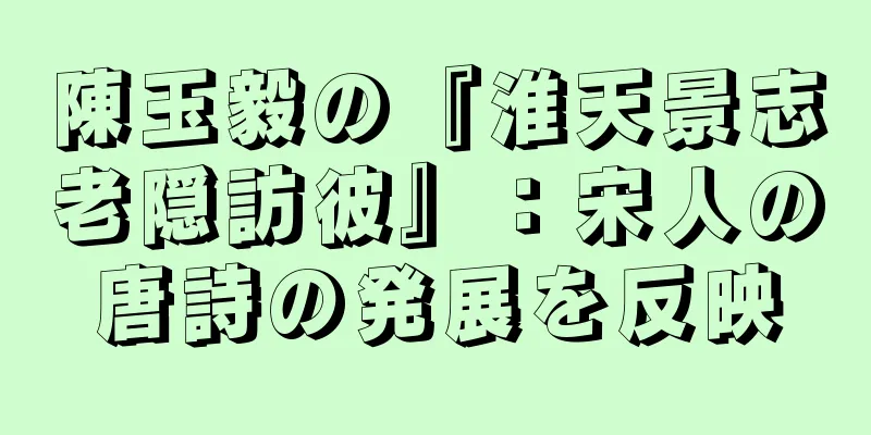 陳玉毅の『淮天景志老隠訪彼』：宋人の唐詩の発展を反映