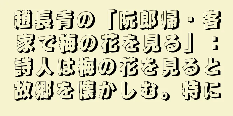趙長青の「阮郎帰・客家で梅の花を見る」：詩人は梅の花を見ると故郷を懐かしむ。特に
