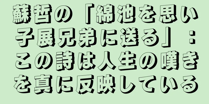 蘇哲の「綿池を思い子展兄弟に送る」：この詩は人生の嘆きを真に反映している