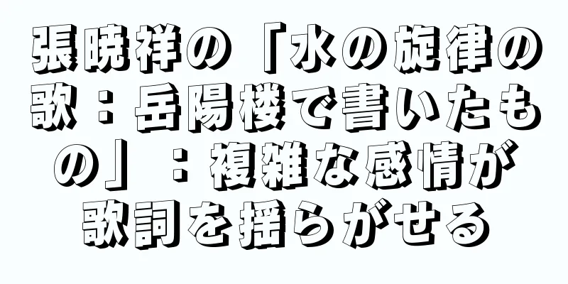 張暁祥の「水の旋律の歌：岳陽楼で書いたもの」：複雑な感情が歌詞を揺らがせる