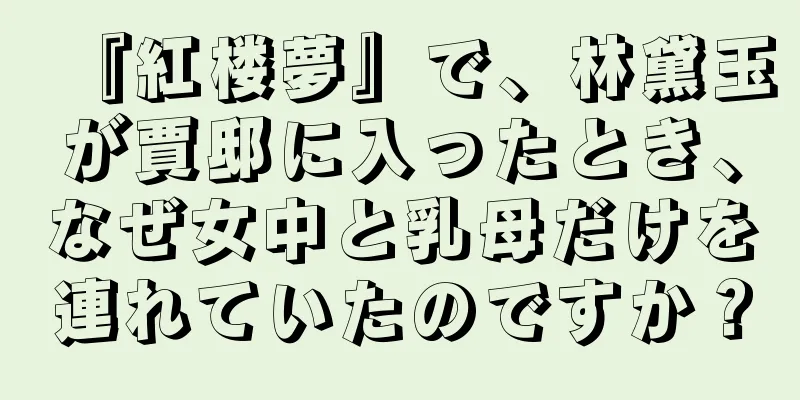 『紅楼夢』で、林黛玉が賈邸に入ったとき、なぜ女中と乳母だけを連れていたのですか？