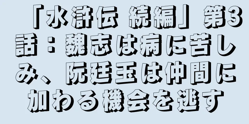 「水滸伝 続編」第3話：魏志は病に苦しみ、阮廷玉は仲間に加わる機会を逃す