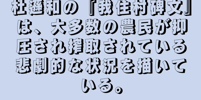 杜遜和の『我住村碑文』は、大多数の農民が抑圧され搾取されている悲劇的な状況を描いている。