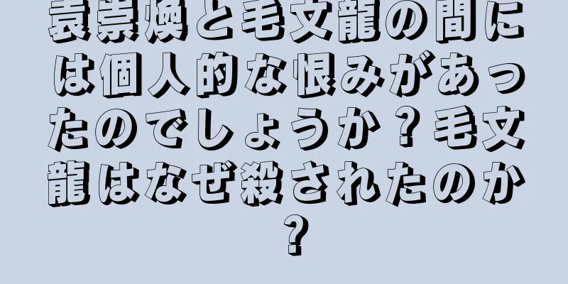 袁崇煥と毛文龍の間には個人的な恨みがあったのでしょうか？毛文龍はなぜ殺されたのか？