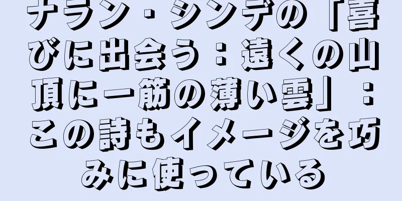 ナラン・シンデの「喜びに出会う：遠くの山頂に一筋の薄い雲」：この詩もイメージを巧みに使っている