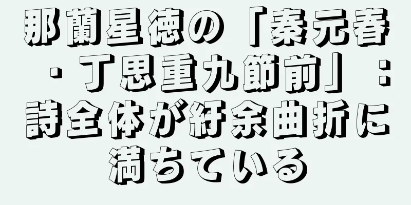 那蘭星徳の「秦元春・丁思重九節前」：詩全体が紆余曲折に満ちている