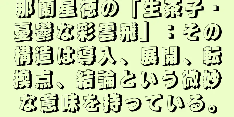 那蘭星徳の「生茶子・憂鬱な彩雲飛」：その構造は導入、展開、転換点、結論という微妙な意味を持っている。