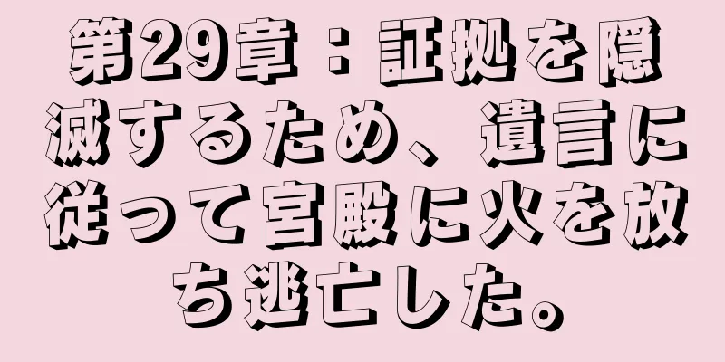 第29章：証拠を隠滅するため、遺言に従って宮殿に火を放ち逃亡した。