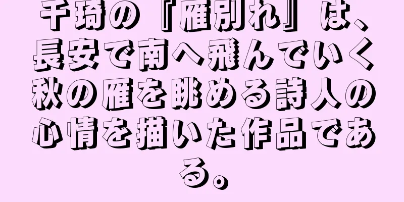 千琦の『雁別れ』は、長安で南へ飛んでいく秋の雁を眺める詩人の心情を描いた作品である。