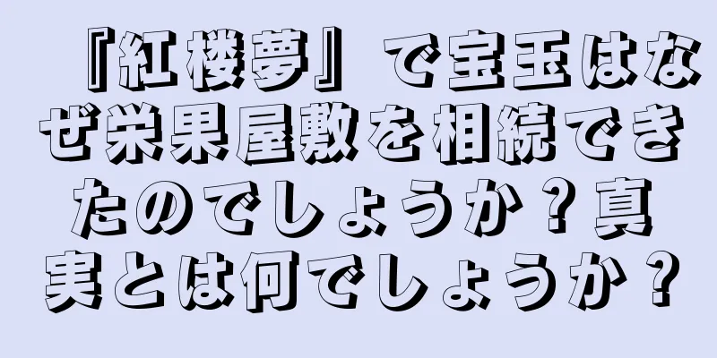 『紅楼夢』で宝玉はなぜ栄果屋敷を相続できたのでしょうか？真実とは何でしょうか？