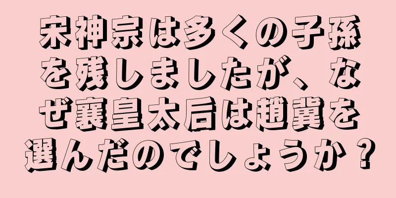 宋神宗は多くの子孫を残しましたが、なぜ襄皇太后は趙冀を選んだのでしょうか？