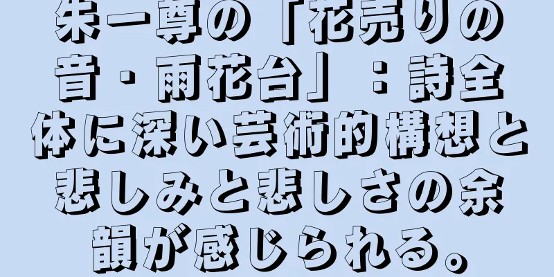 朱一尊の「花売りの音・雨花台」：詩全体に深い芸術的構想と悲しみと悲しさの余韻が感じられる。