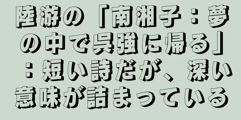 陸游の「南湘子：夢の中で呉強に帰る」：短い詩だが、深い意味が詰まっている