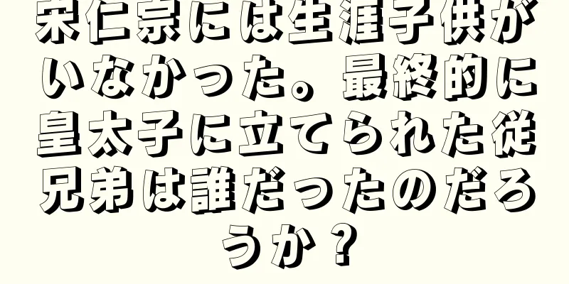 宋仁宗には生涯子供がいなかった。最終的に皇太子に立てられた従兄弟は誰だったのだろうか？