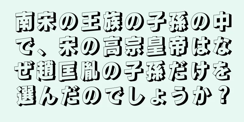 南宋の王族の子孫の中で、宋の高宗皇帝はなぜ趙匡胤の子孫だけを選んだのでしょうか？