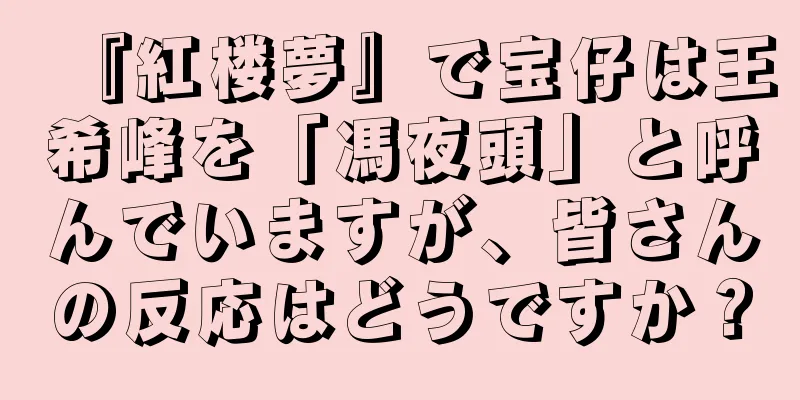 『紅楼夢』で宝仔は王希峰を「馮夜頭」と呼んでいますが、皆さんの反応はどうですか？