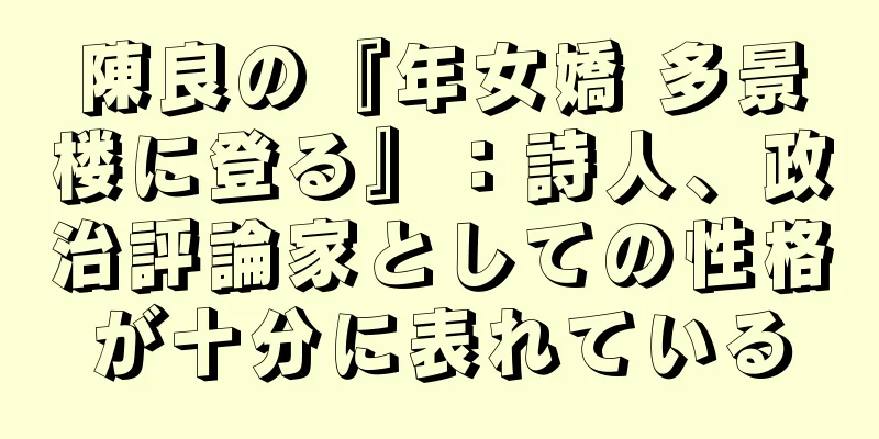 陳良の『年女嬌 多景楼に登る』：詩人、政治評論家としての性格が十分に表れている