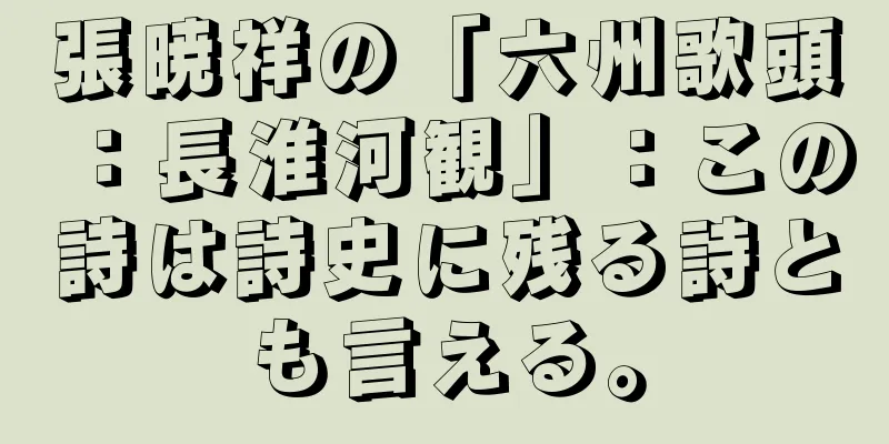 張暁祥の「六州歌頭：長淮河観」：この詩は詩史に残る詩とも言える。