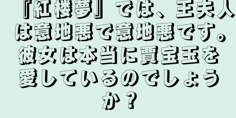 『紅楼夢』では、王夫人は意地悪で意地悪です。彼女は本当に賈宝玉を愛しているのでしょうか？