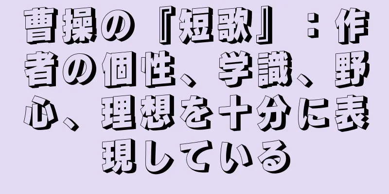 曹操の『短歌』：作者の個性、学識、野心、理想を十分に表現している