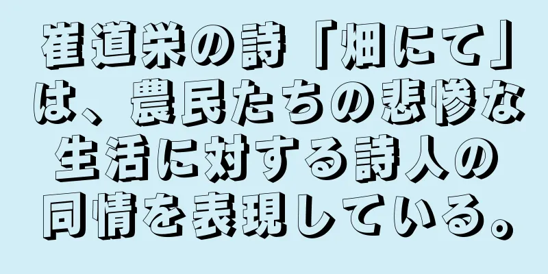 崔道栄の詩「畑にて」は、農民たちの悲惨な生活に対する詩人の同情を表現している。