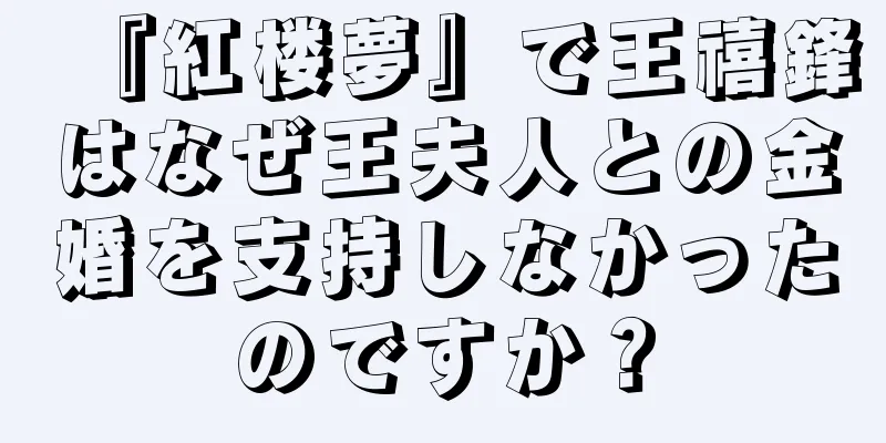 『紅楼夢』で王禧鋒はなぜ王夫人との金婚を支持しなかったのですか？