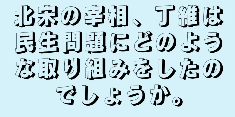 北宋の宰相、丁維は民生問題にどのような取り組みをしたのでしょうか。