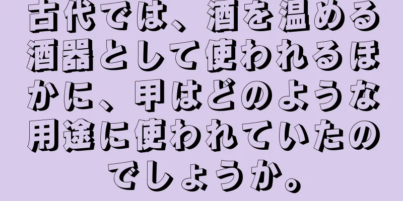 古代では、酒を温める酒器として使われるほかに、甲はどのような用途に使われていたのでしょうか。