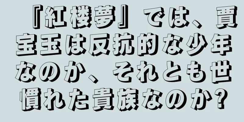 『紅楼夢』では、賈宝玉は反抗的な少年なのか、それとも世慣れた貴族なのか?