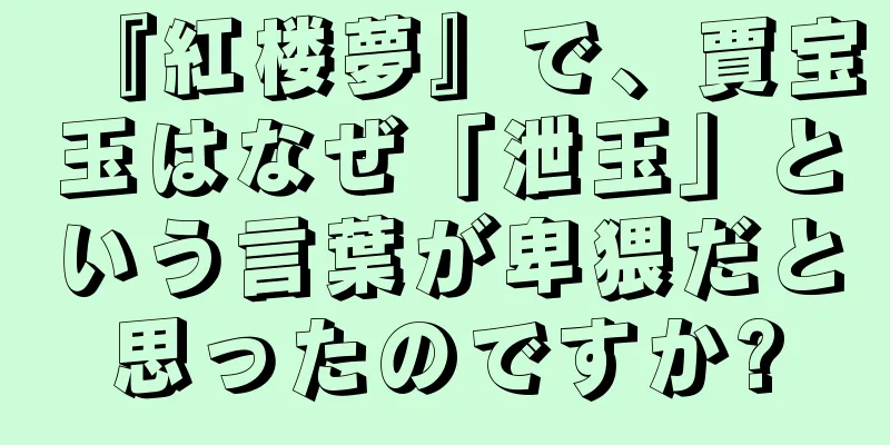 『紅楼夢』で、賈宝玉はなぜ「泄玉」という言葉が卑猥だと思ったのですか?