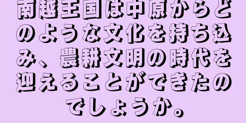 南越王国は中原からどのような文化を持ち込み、農耕文明の時代を迎えることができたのでしょうか。
