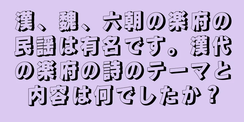 漢、魏、六朝の楽府の民謡は有名です。漢代の楽府の詩のテーマと内容は何でしたか？