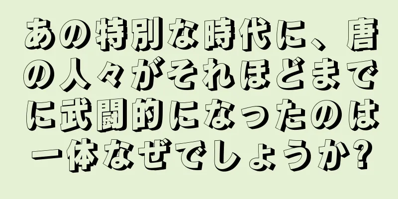 あの特別な時代に、唐の人々がそれほどまでに武闘的になったのは一体なぜでしょうか?