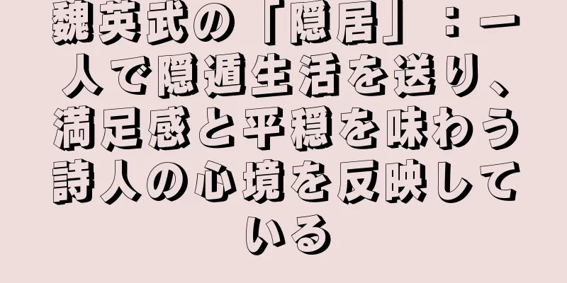 魏英武の「隠居」：一人で隠遁生活を送り、満足感と平穏を味わう詩人の心境を反映している