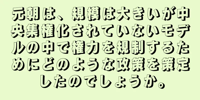 元朝は、規模は大きいが中央集権化されていないモデルの中で権力を規制するためにどのような政策を策定したのでしょうか。