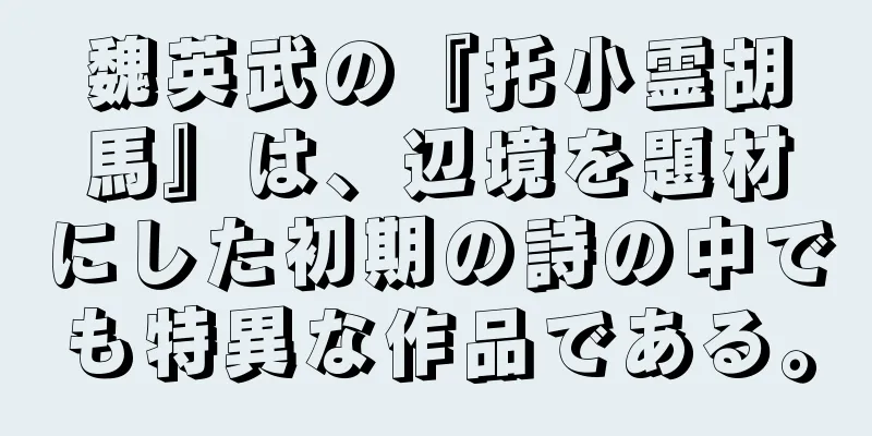 魏英武の『托小霊胡馬』は、辺境を題材にした初期の詩の中でも特異な作品である。