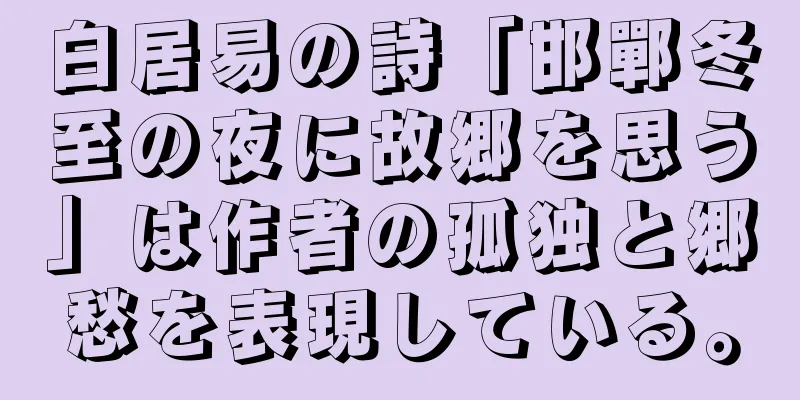 白居易の詩「邯鄲冬至の夜に故郷を思う」は作者の孤独と郷愁を表現している。