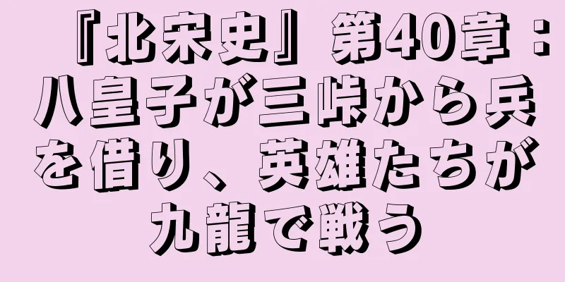 『北宋史』第40章：八皇子が三峠から兵を借り、英雄たちが九龍で戦う