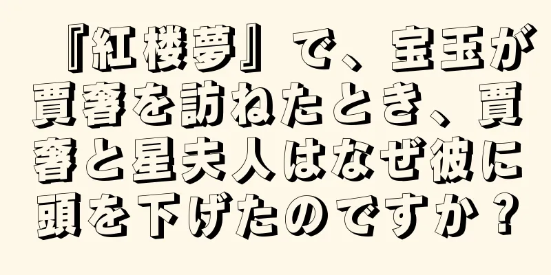 『紅楼夢』で、宝玉が賈奢を訪ねたとき、賈奢と星夫人はなぜ彼に頭を下げたのですか？