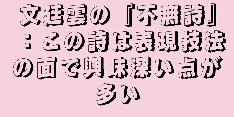 文廷雲の『不無詩』：この詩は表現技法の面で興味深い点が多い