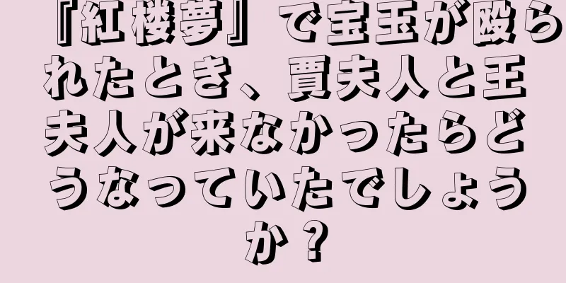 『紅楼夢』で宝玉が殴られたとき、賈夫人と王夫人が来なかったらどうなっていたでしょうか？