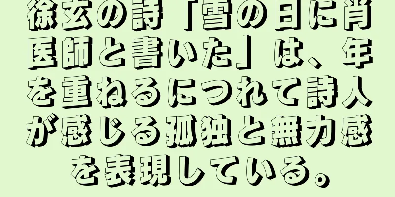 徐玄の詩「雪の日に肖医師と書いた」は、年を重ねるにつれて詩人が感じる孤独と無力感を表現している。