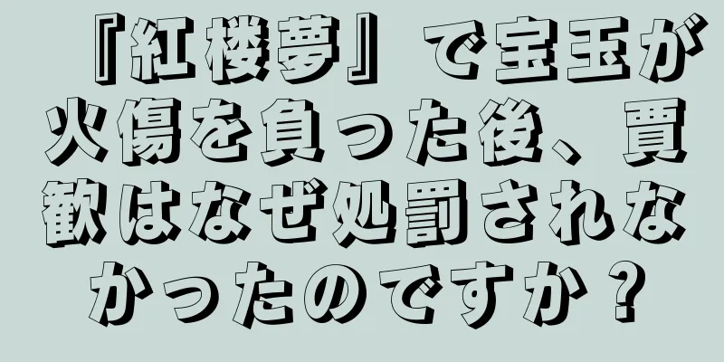 『紅楼夢』で宝玉が火傷を負った後、賈歓はなぜ処罰されなかったのですか？
