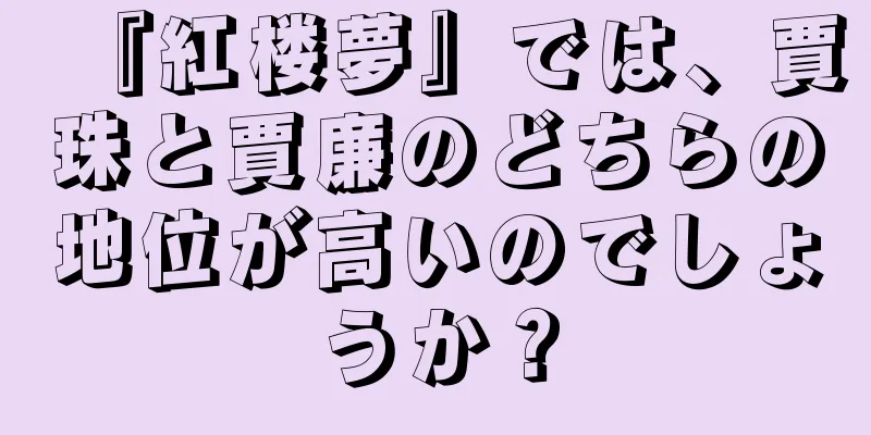 『紅楼夢』では、賈珠と賈廉のどちらの地位が高いのでしょうか？