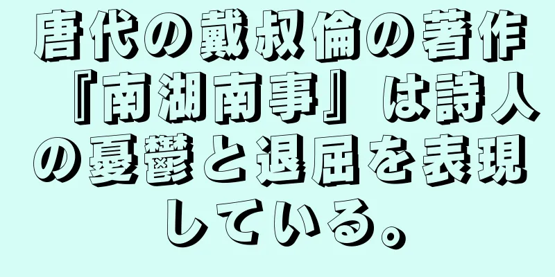 唐代の戴叔倫の著作『南湖南事』は詩人の憂鬱と退屈を表現している。