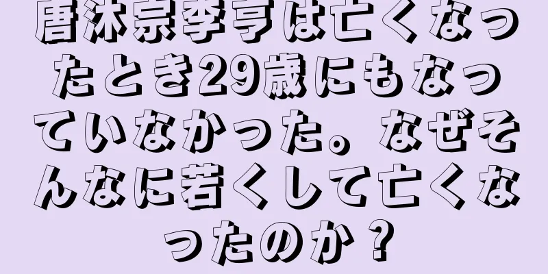 唐沐宗李亨は亡くなったとき29歳にもなっていなかった。なぜそんなに若くして亡くなったのか？