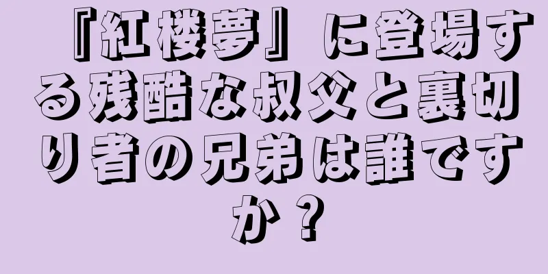 『紅楼夢』に登場する残酷な叔父と裏切り者の兄弟は誰ですか？